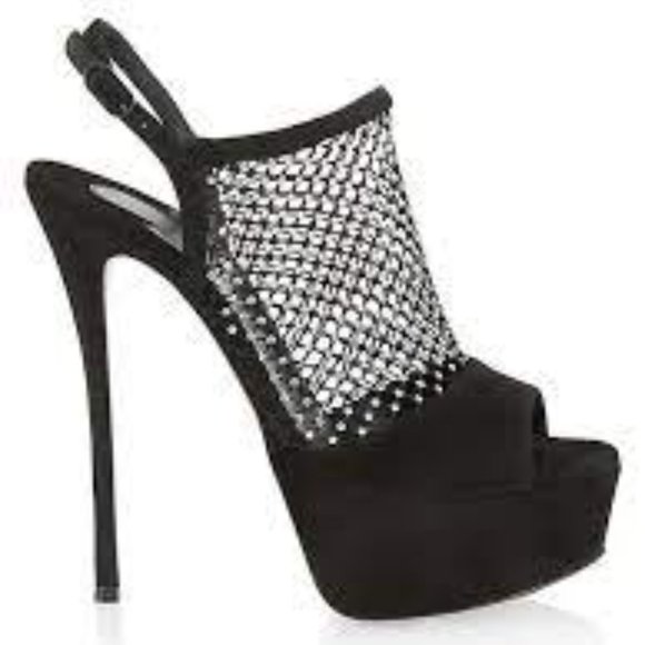 Christian Louboutin PLOUGESTA ALTA STRASS Fishnet Heels Pump Shoes Sandal - Picture 4 of 16